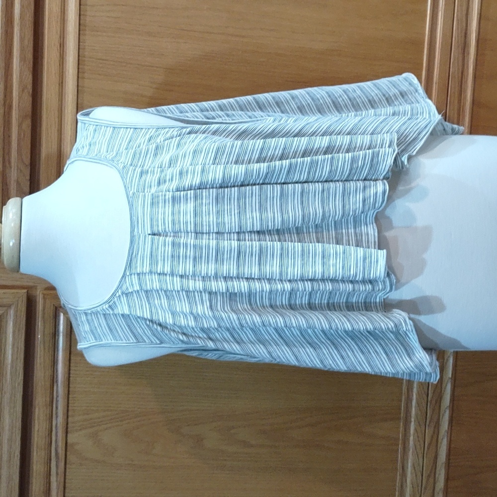Free People Womens Turn It Up Hi-Low White/Black Striped Tank Top Size M